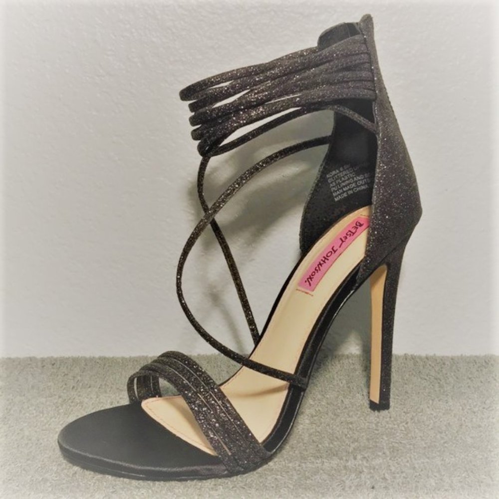 Betsy Johnson Glitter Strappy Heels